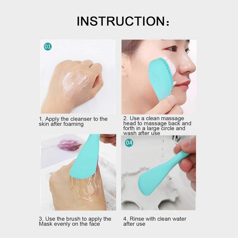 Green Dual Headed Silicone Applicator Sticks 5pcs for Facial Cleansing and Even Cream Spread - Image 5